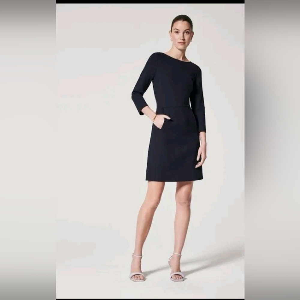 SPANX NWT Black Boatneck Long-Sleeve Midi Dress